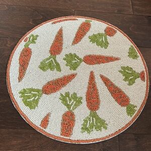 Set of 2 Rachel Zoe Easter Carrot Beaded Placemat Charger 15" New